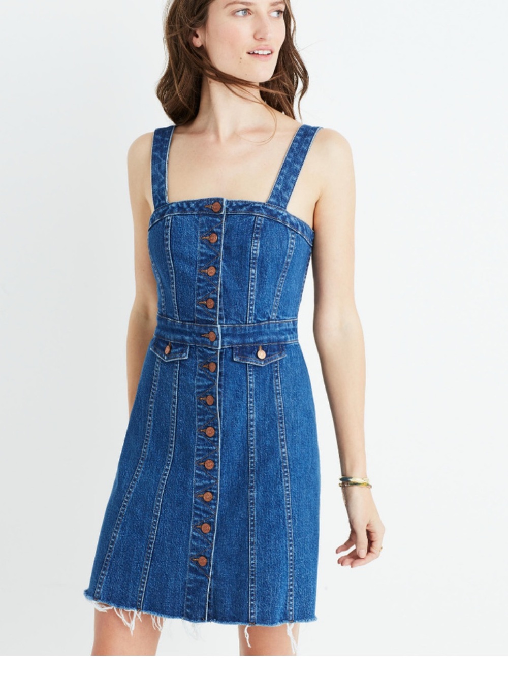 MADEWELL Raw Edge Button
Front Denim Overall Dress size 8